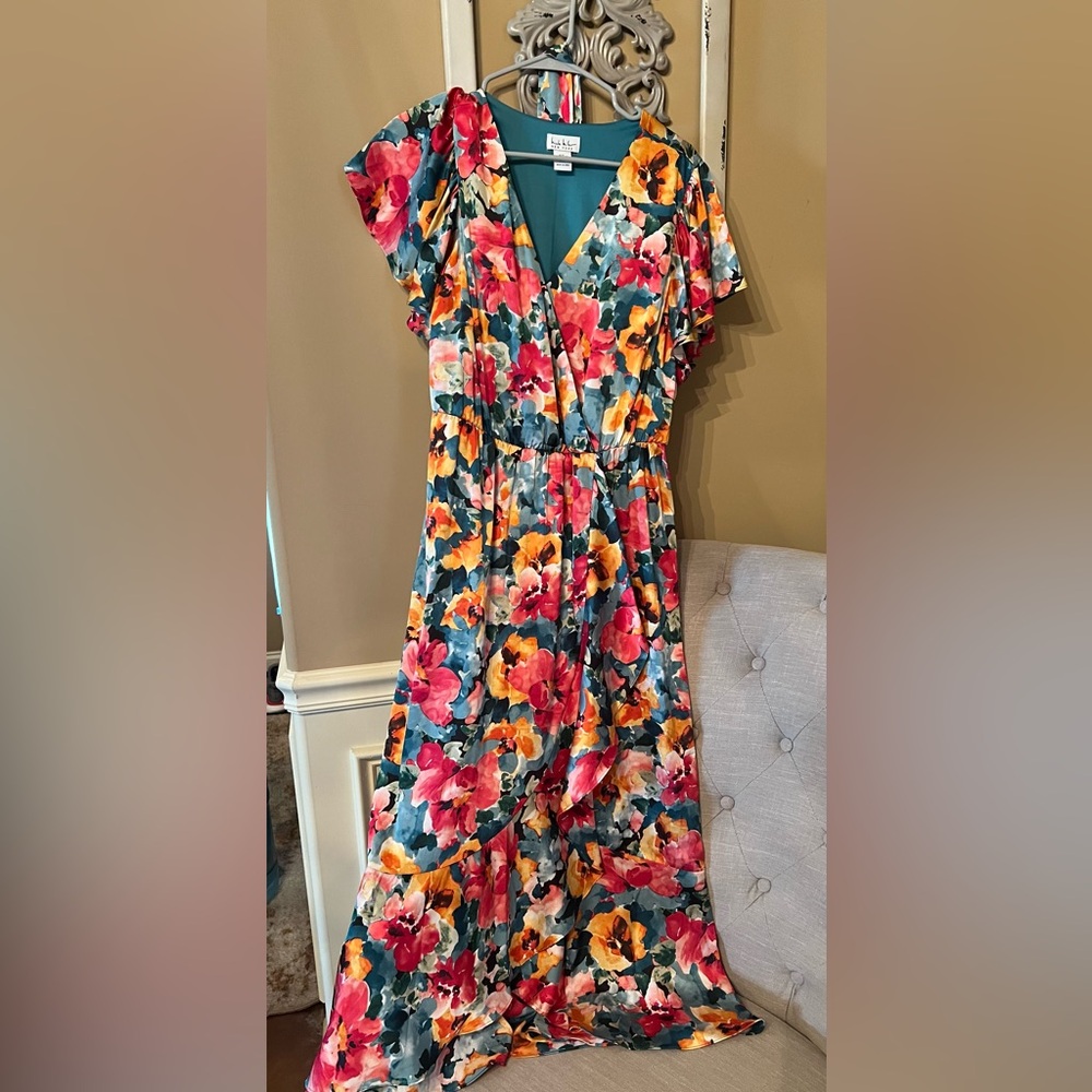 Nicole Miller floral print dress with waist tie